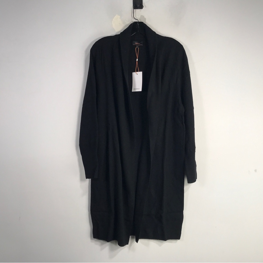Quince Mongolian Cashmere Duster Cardigan Sweater, Women's Size L - Black